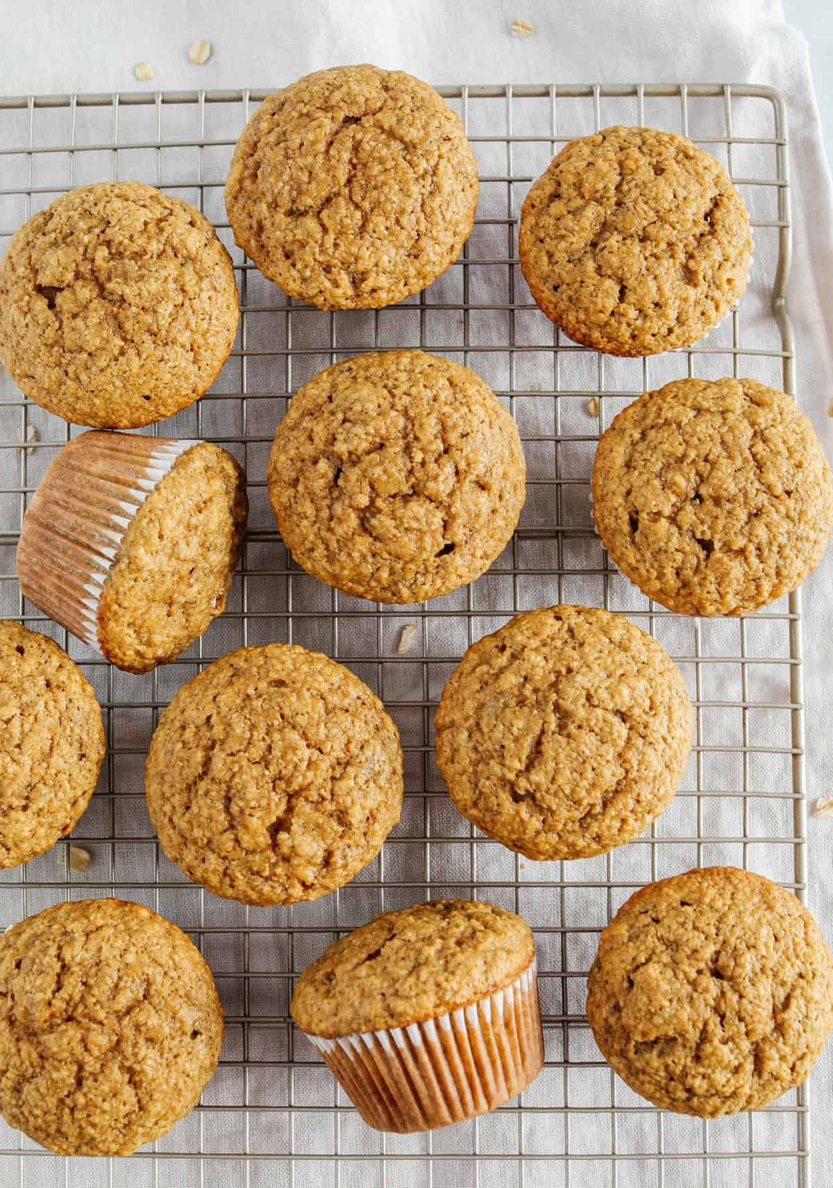 These Healthy Banana Bran Muffins are moist, fluffy, and made healthier with wholesome oat bran cereal, bananas and zero butter or added sugar.  Delicious quick on-the-go morning breakfast!